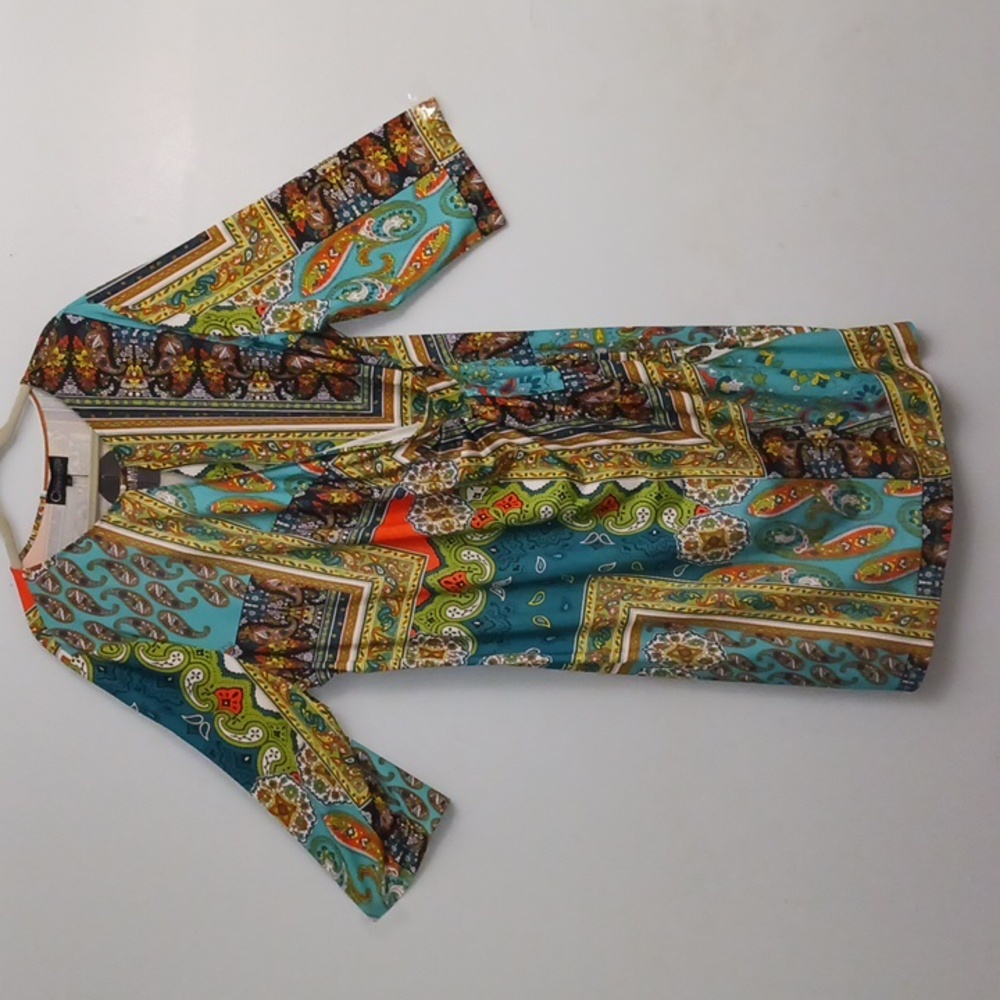 Celebration Sydney Closet size 22 women's green paisley long sleeves dress.